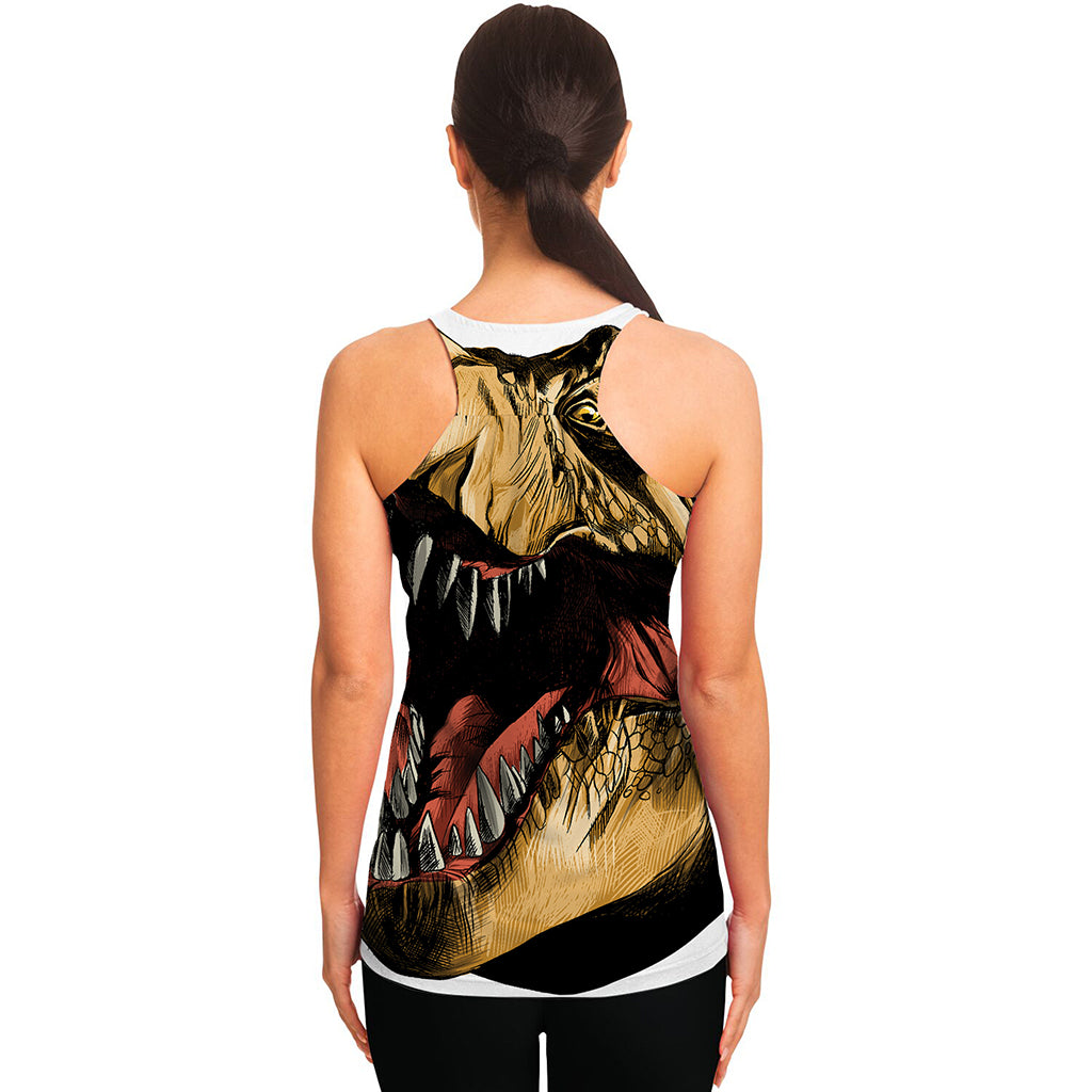 Tyrannosaurus Rex Head Print Women's Racerback Tank Top