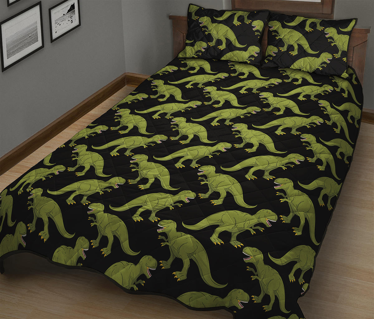 Tyrannosaurus Rex Pattern Print Quilt Bed Set