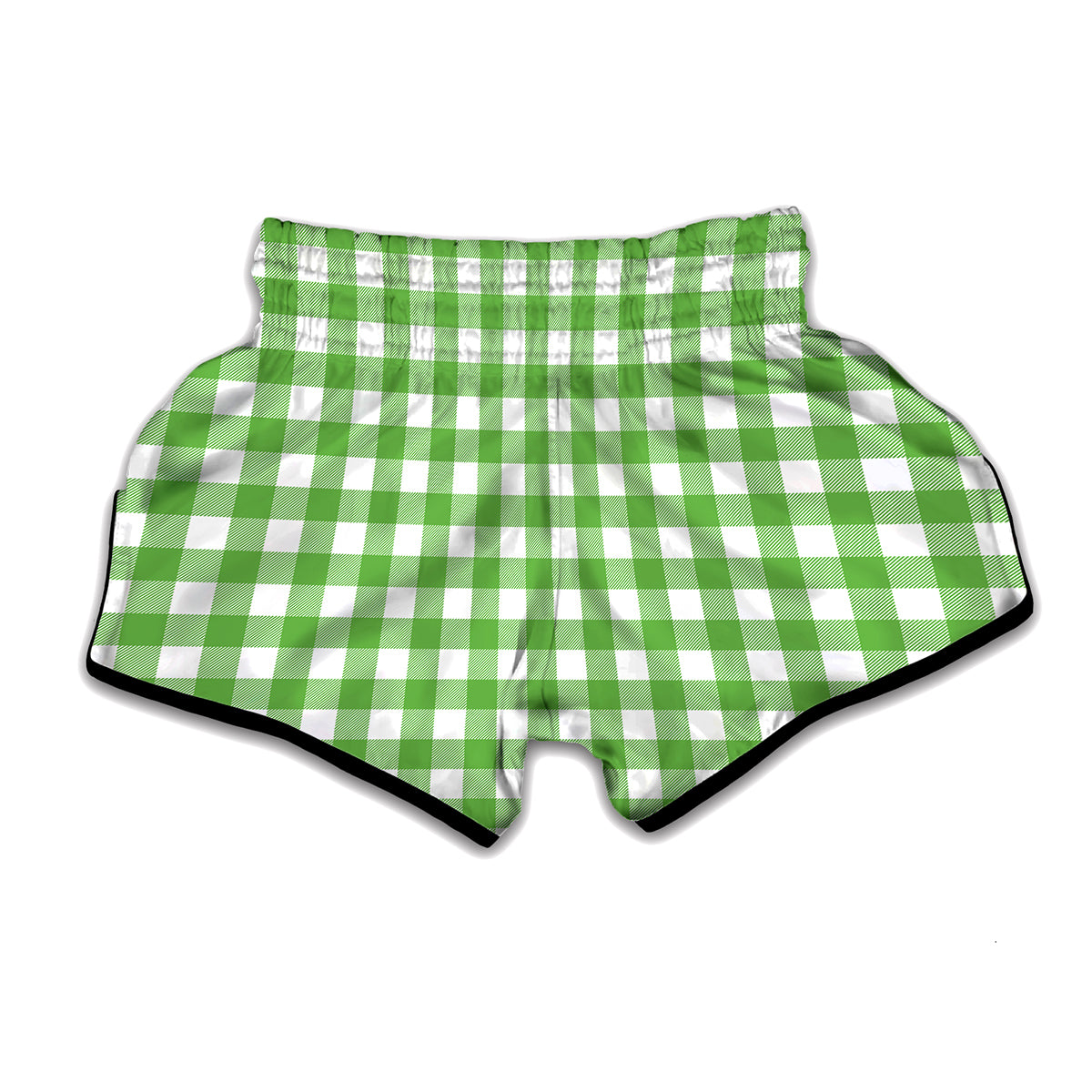 UFO Green And White Buffalo Check Print Muay Thai Boxing Shorts