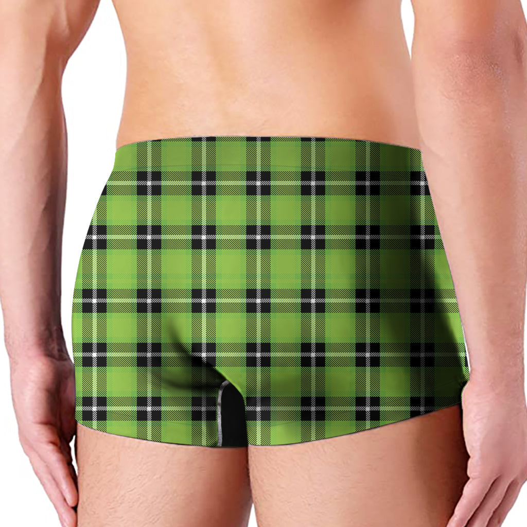 UFO Green Tartan Pattern Print Men's Boxer Briefs