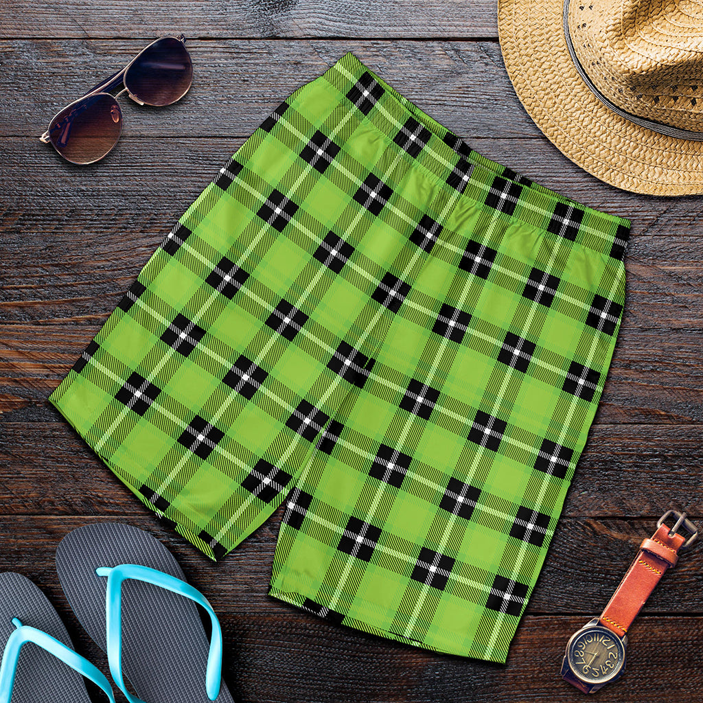 UFO Green Tartan Pattern Print Men's Shorts