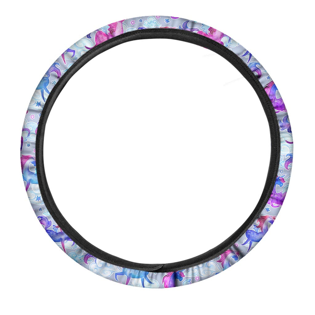 Unicorn Paradise Pattern Print Car Steering Wheel Cover