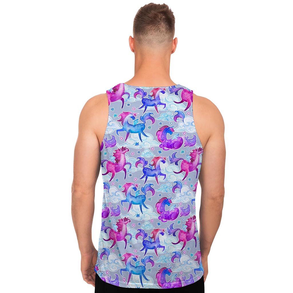 Unicorn Paradise Pattern Print Men's Tank Top