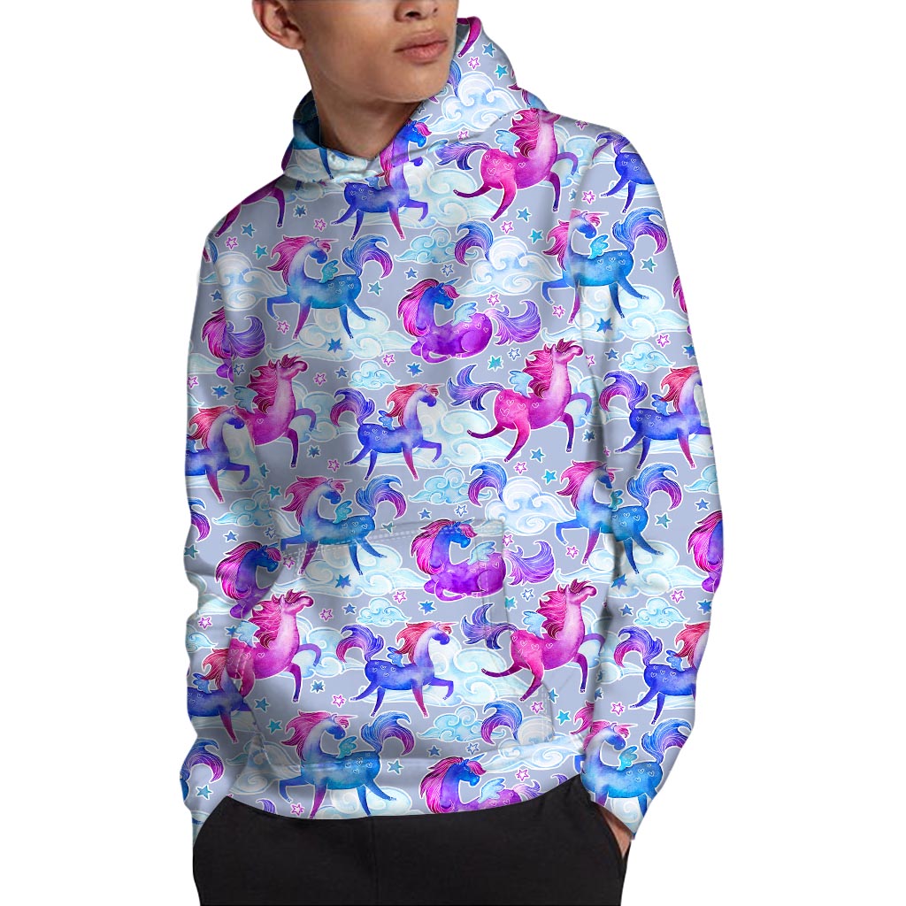 Unicorn Paradise Pattern Print Pullover Hoodie