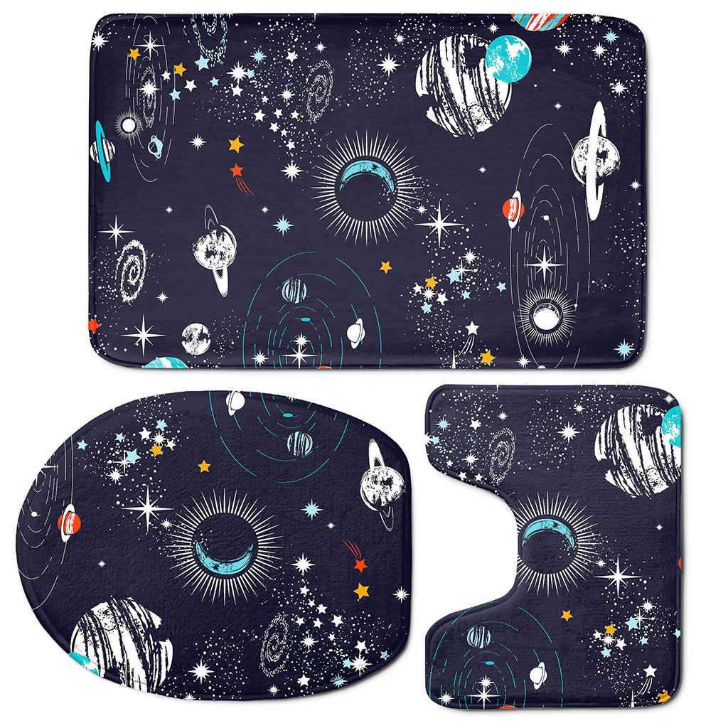 Universe Galaxy Outer Space Print 3 Piece Bath Mat Set