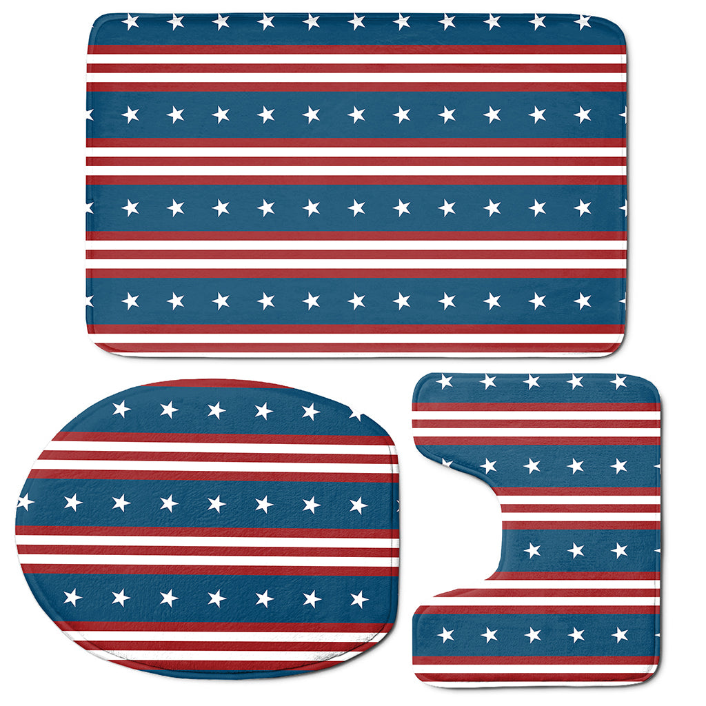 USA Independence Day Pattern Print 3 Piece Bath Mat Set