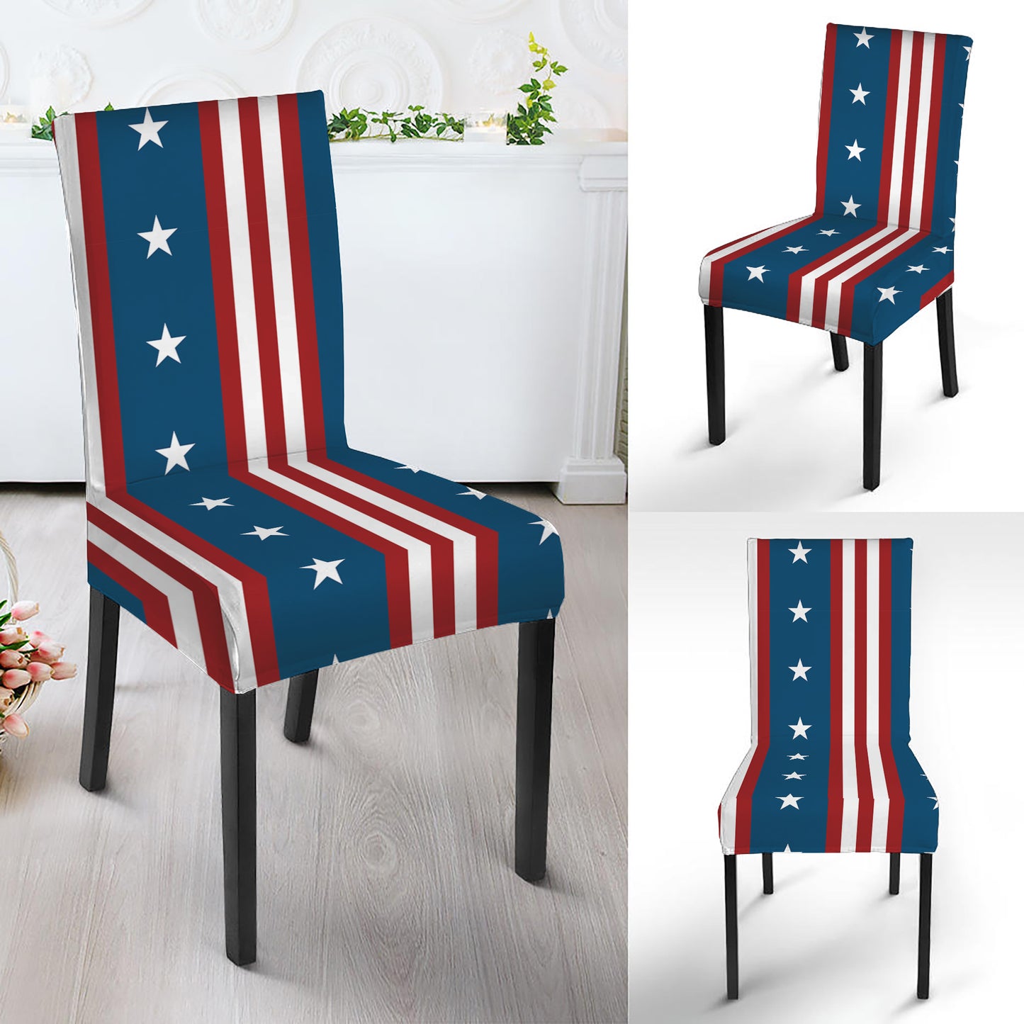USA Independence Day Pattern Print Dining Chair Slipcover