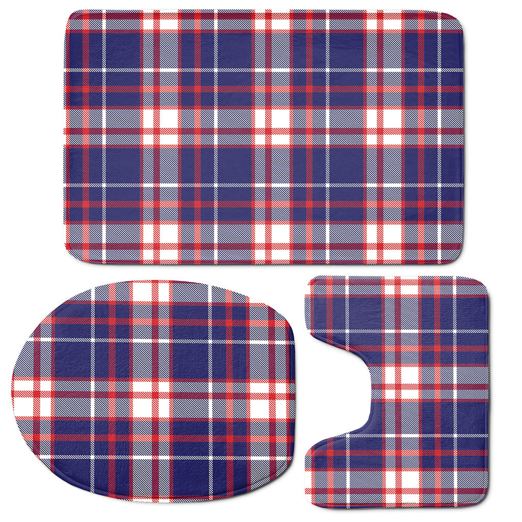 USA Patriotic Plaid Print 3 Piece Bath Mat Set