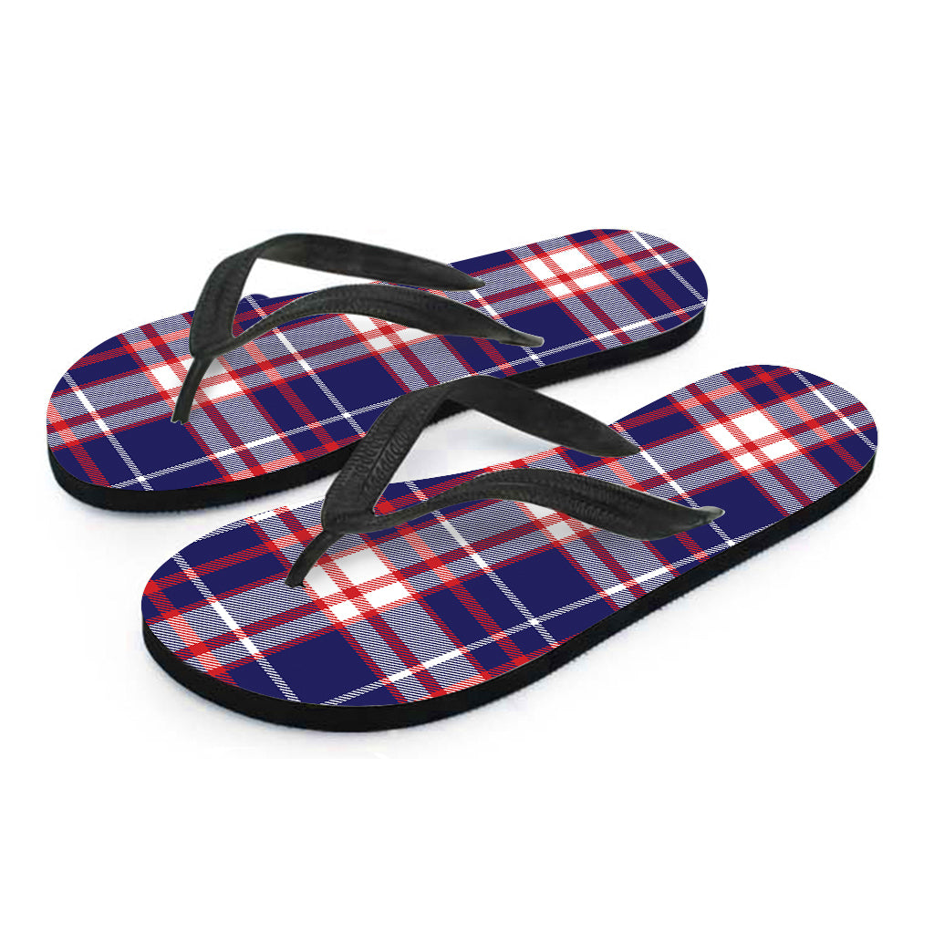 USA Patriotic Plaid Print Flip Flops
