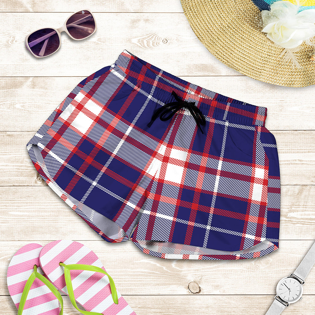 USA Patriotic Plaid Print Women's Shorts