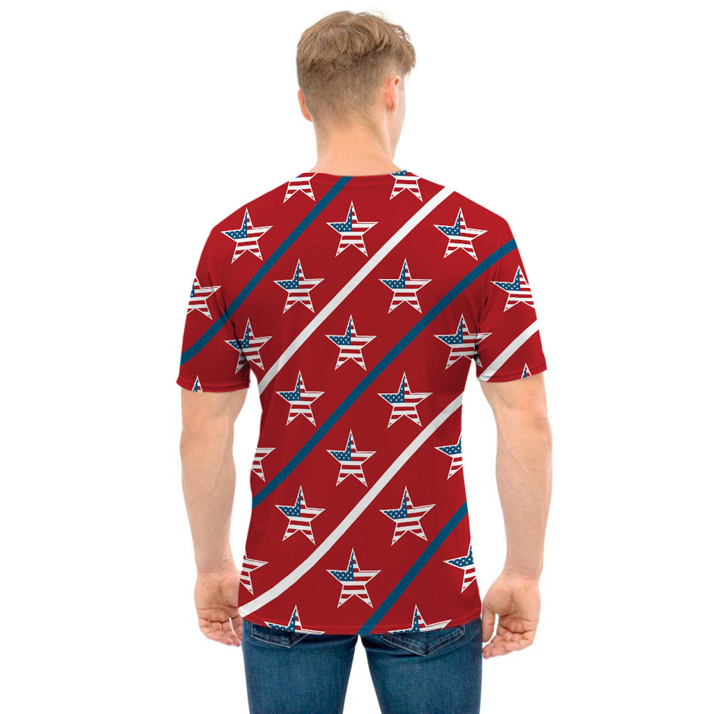 USA Patriotic Star Pattern Print Men's T-Shirt