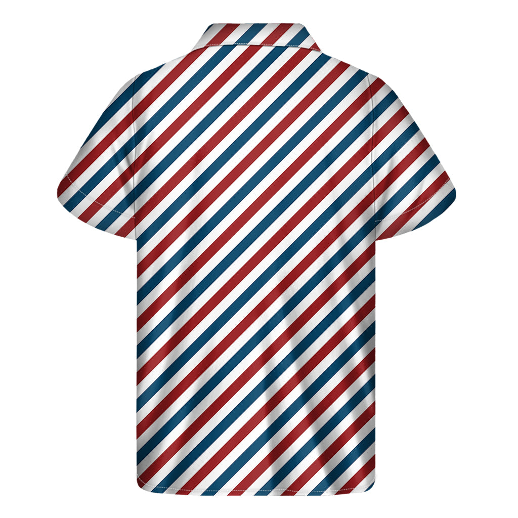 USA Patriotic Striped Pattern Print Men's Short Sleeve Shirt
