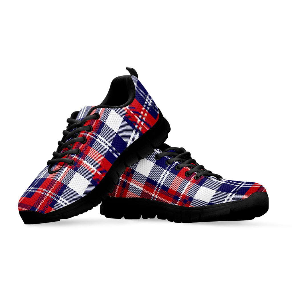 USA Plaid Pattern Print Black Sneakers