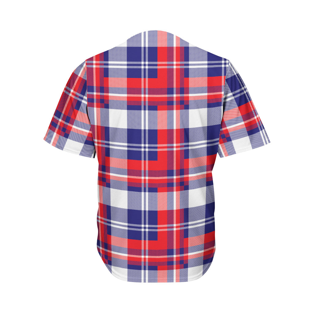 USA Plaid Pattern Print Men's Baseball Jersey