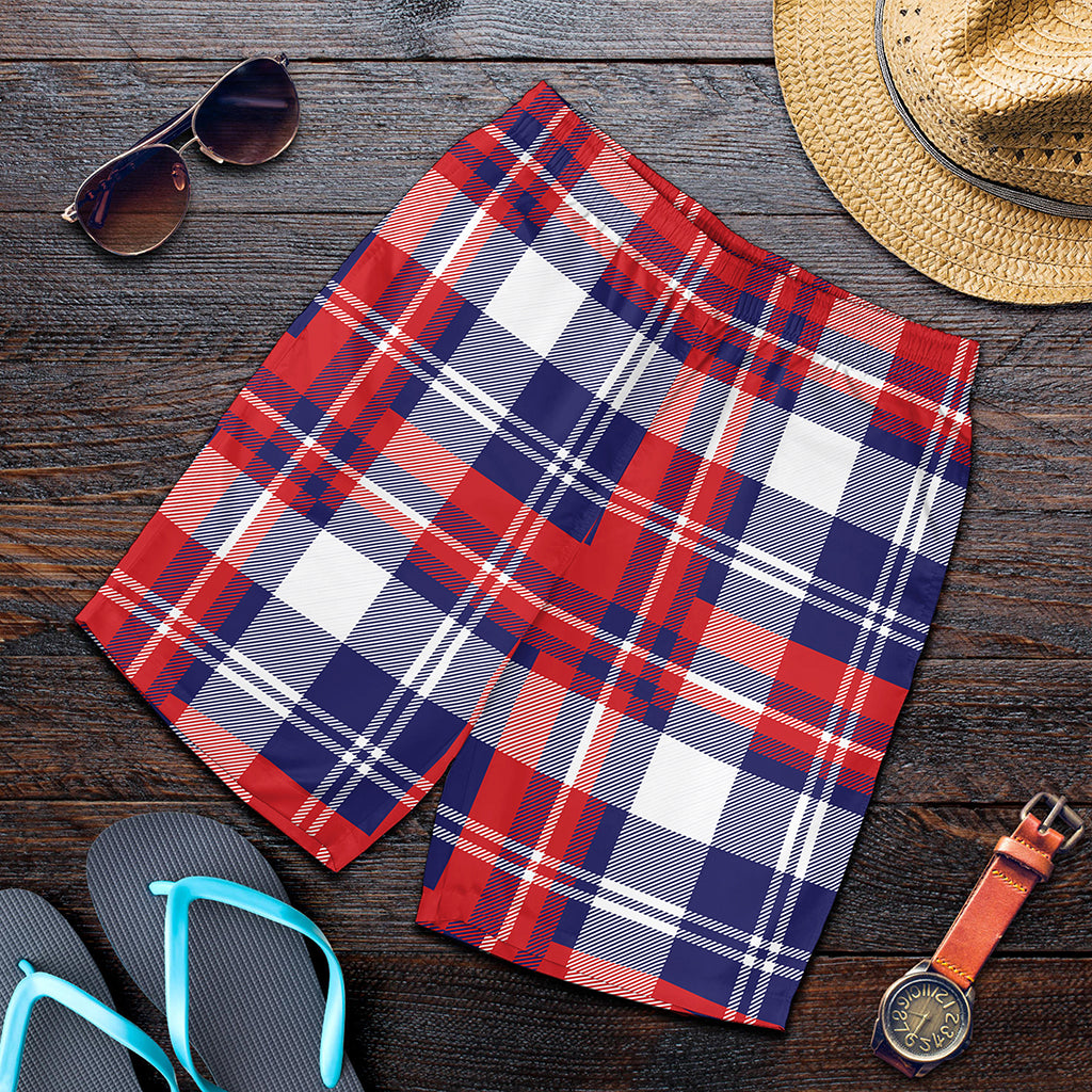 USA Plaid Pattern Print Men's Shorts