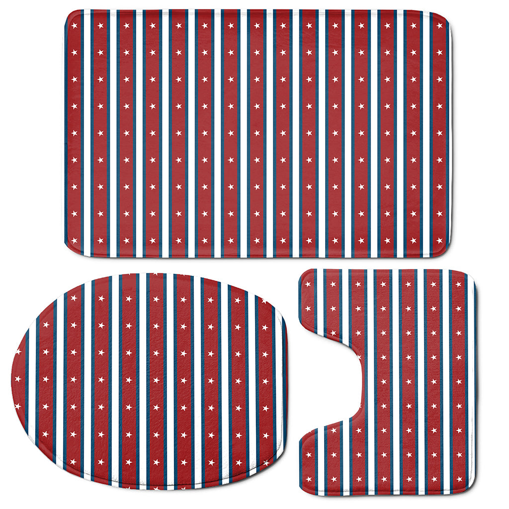 USA Striped Pattern Print 3 Piece Bath Mat Set