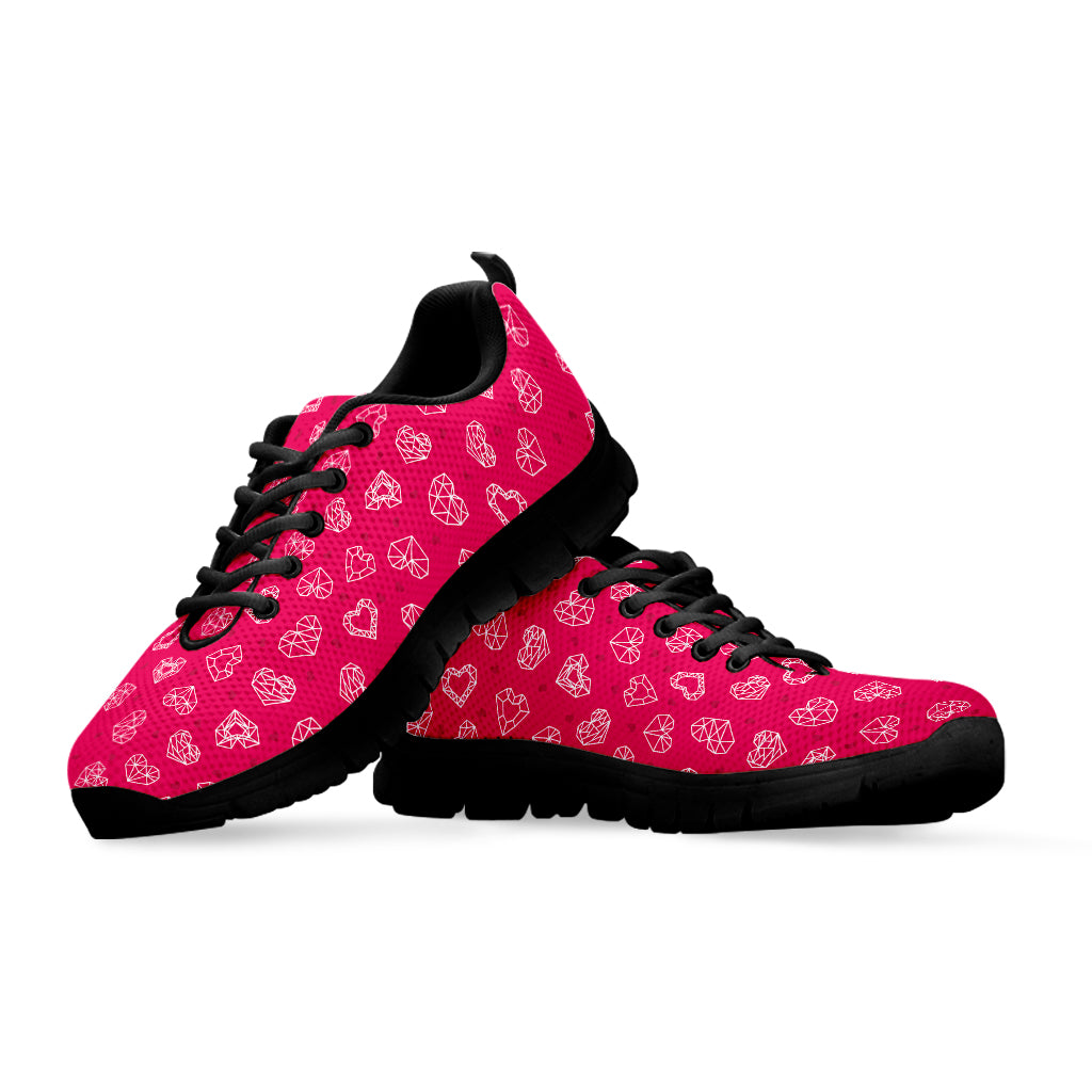 Valentine's Day Geometric Heart Print Black Sneakers