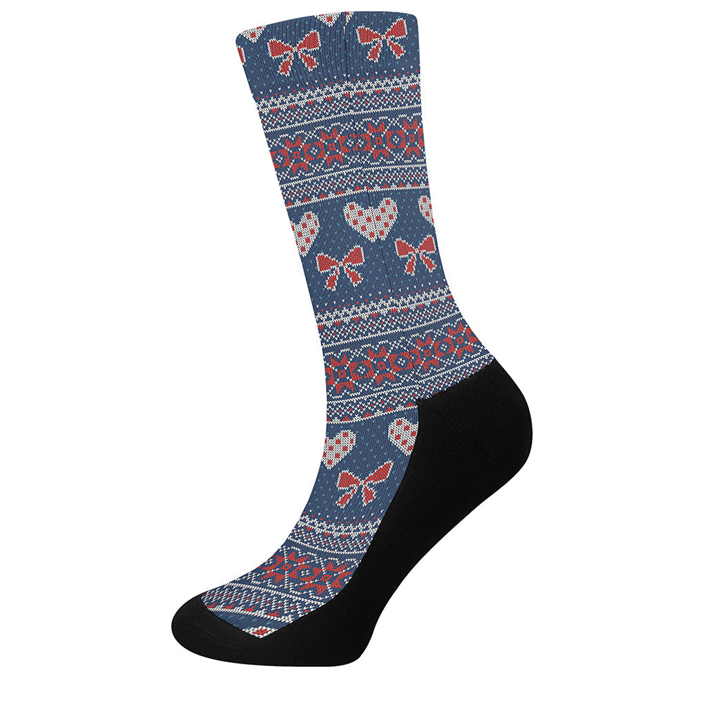 Valentine's Day Knitted Pattern Print Crew Socks