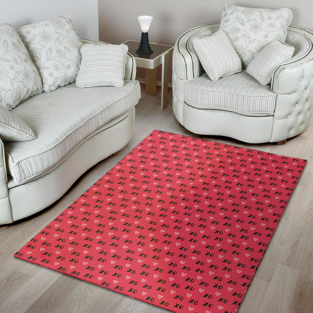 Valentine's Day XOXO Pattern Print Area Rug