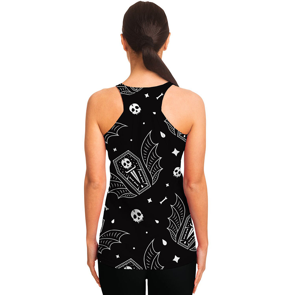 Vampire Coffin Pattern Print Women's Racerback Tank Top