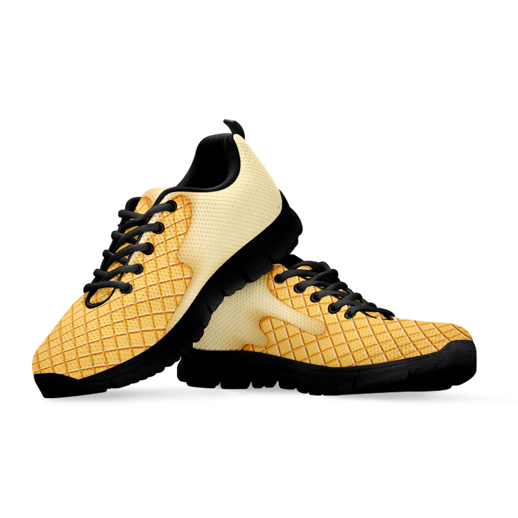 Vanilla Ice Cream Melted Print Black Sneakers