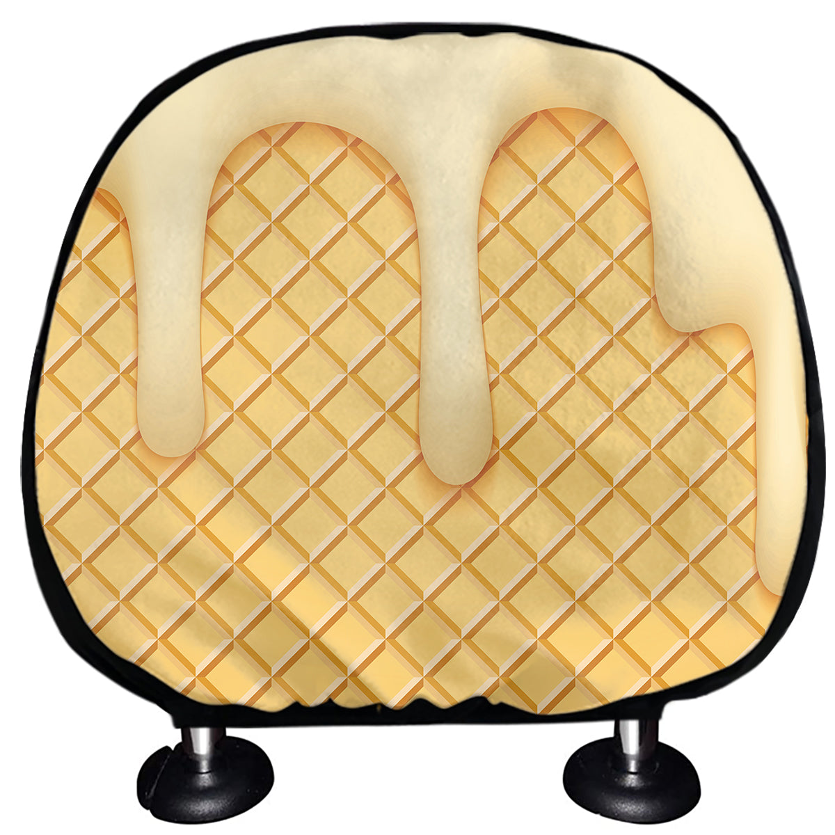 Vanilla Ice Cream Melted Print Car Headrest Covers