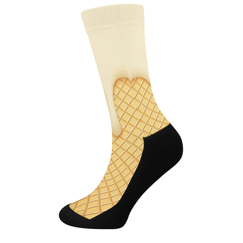 Vanilla Ice Cream Melted Print Crew Socks