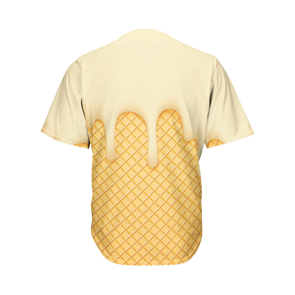 Vanilla Ice Cream Melted Print Men's Baseball Jersey