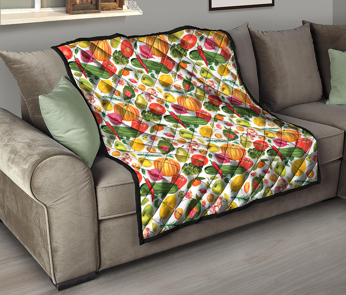 Vegan Fruits And Vegetables Print Quilt