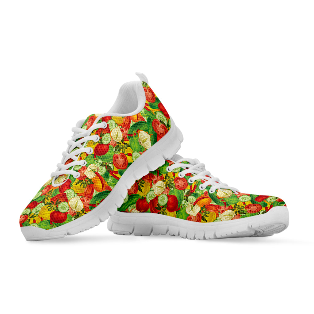 Vegan Pattern Print White Sneakers