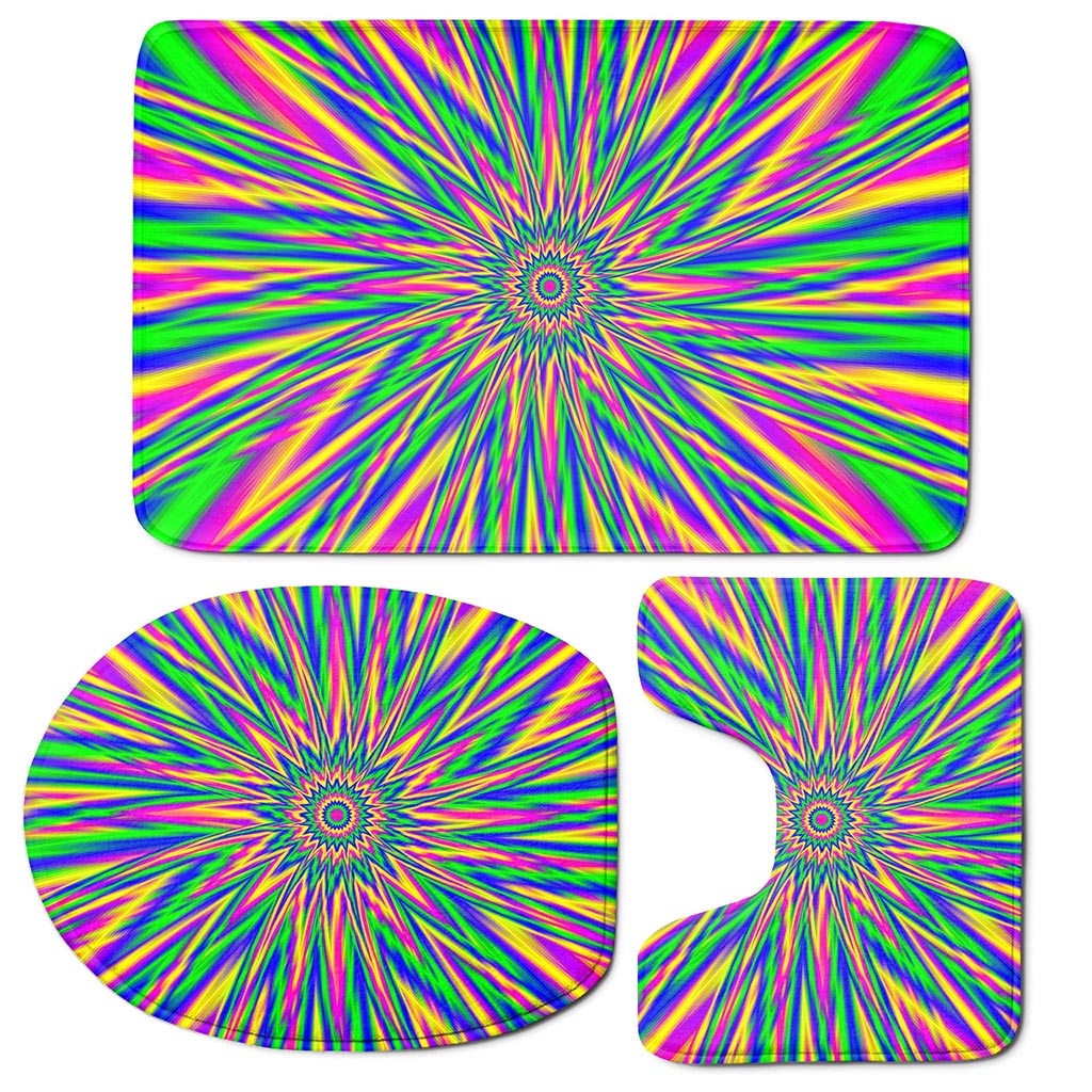 Vibrant Psychedelic Optical Illusion 3 Piece Bath Mat Set