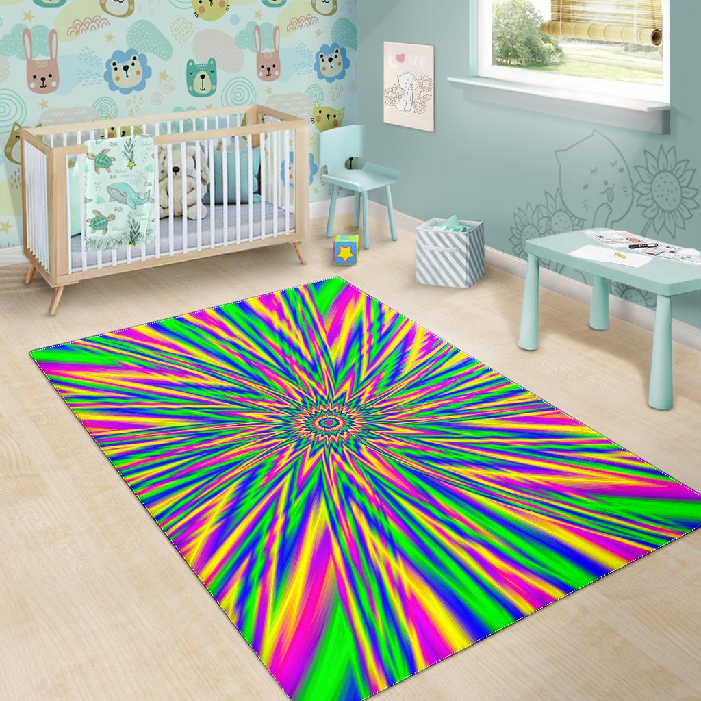 Vibrant Psychedelic Optical Illusion Area Rug GearFrost