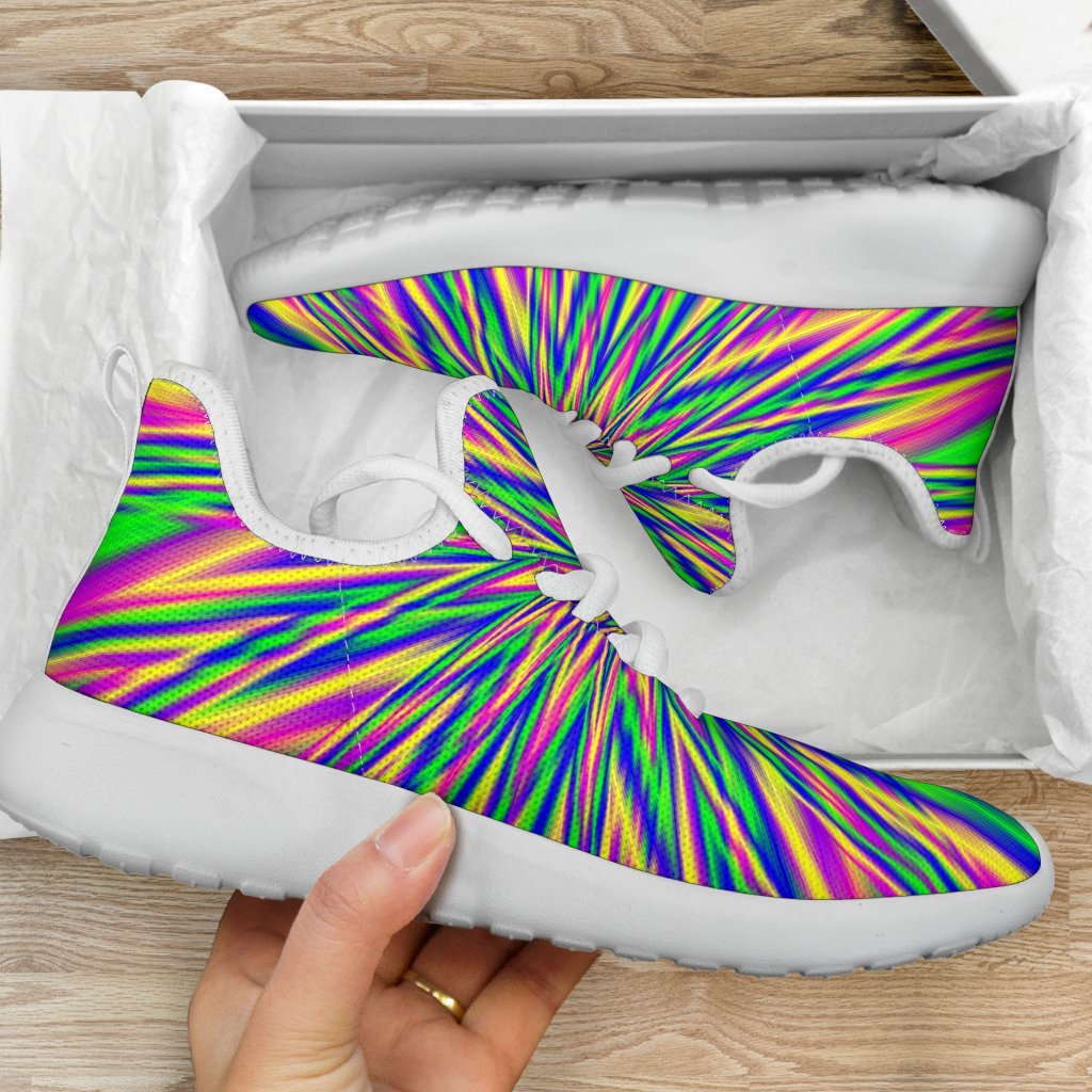 Vibrant Psychedelic Optical Illusion Mesh Knit Shoes GearFrost