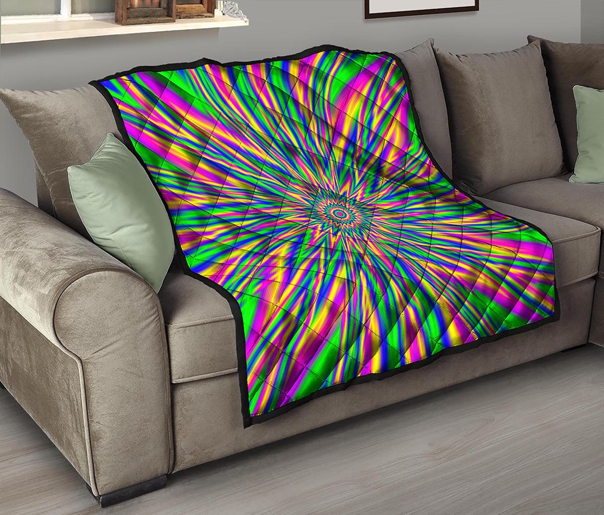 Vibrant Psychedelic Optical Illusion Quilt