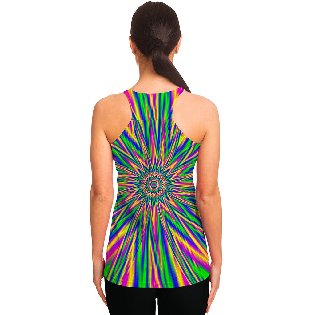 Vibrant Psychedelic Optical Illusion Women's Racerback Tank Top