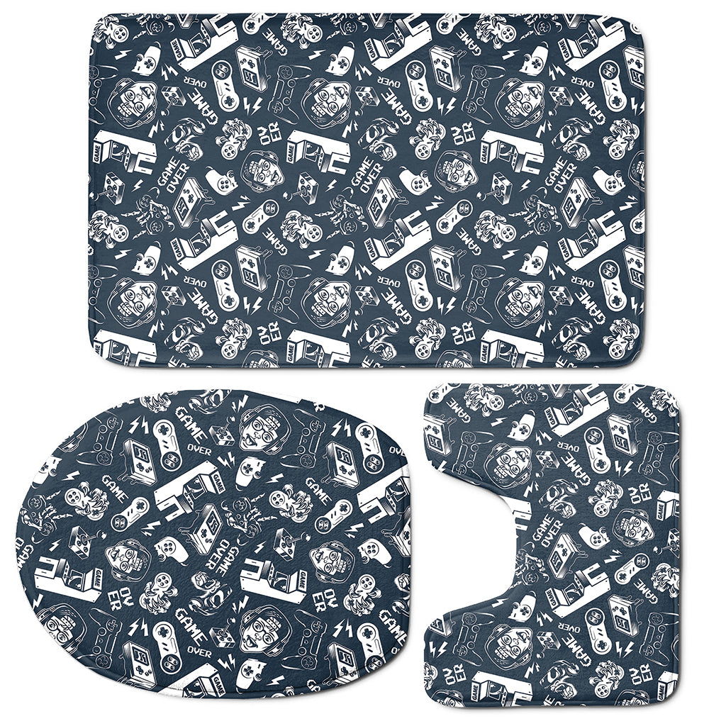 Video Game Devices Pattern Print 3 Piece Bath Mat Set