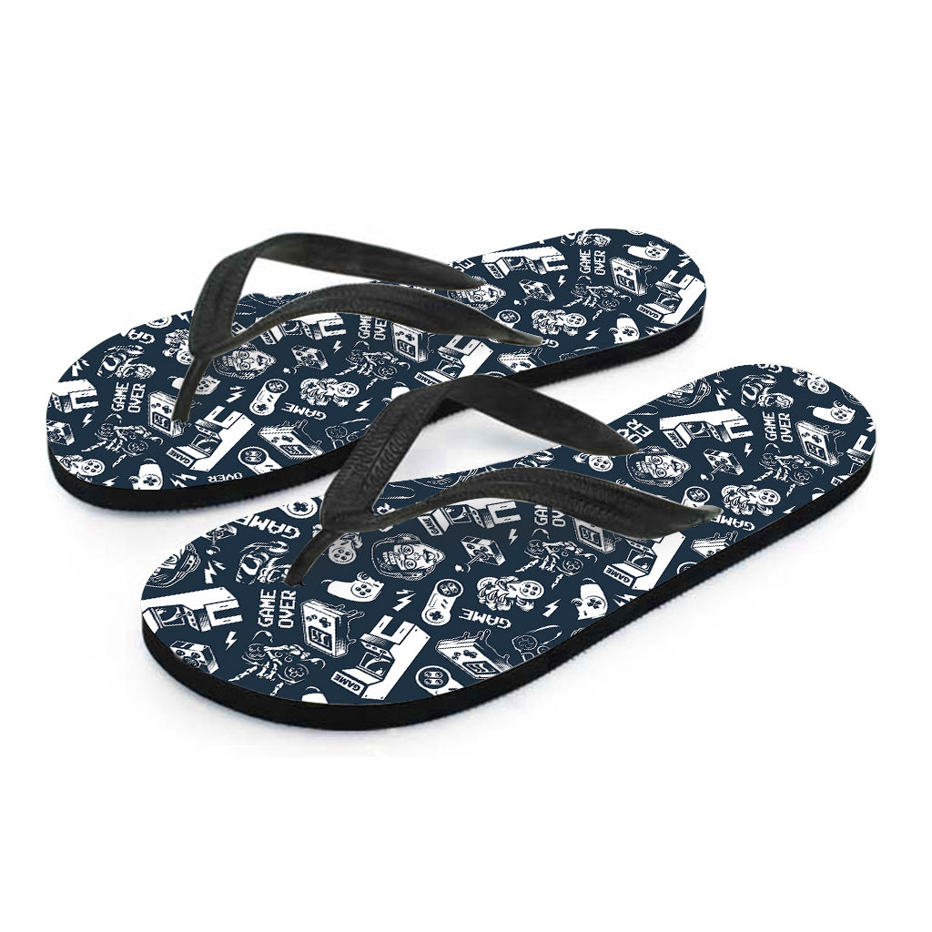 Video Game Devices Pattern Print Flip Flops