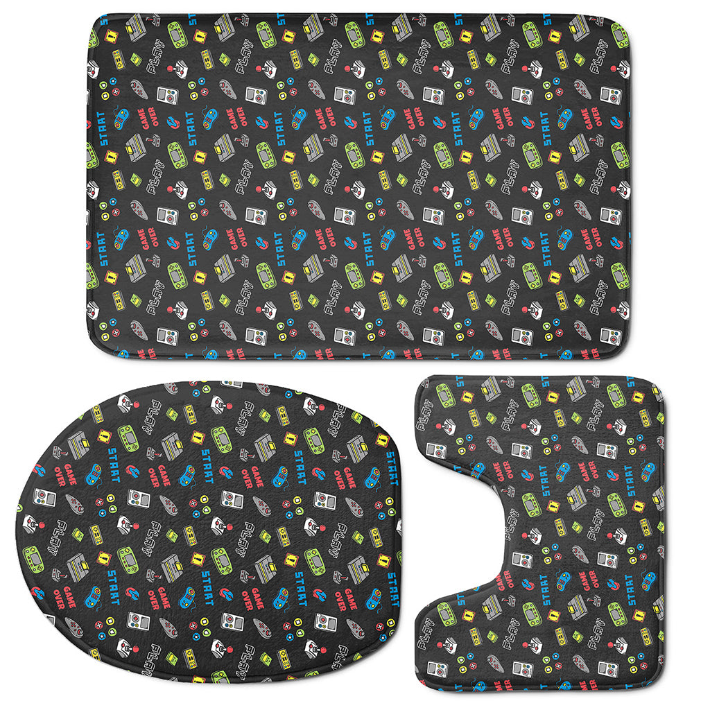 Video Game Gadgets Pattern Print 3 Piece Bath Mat Set