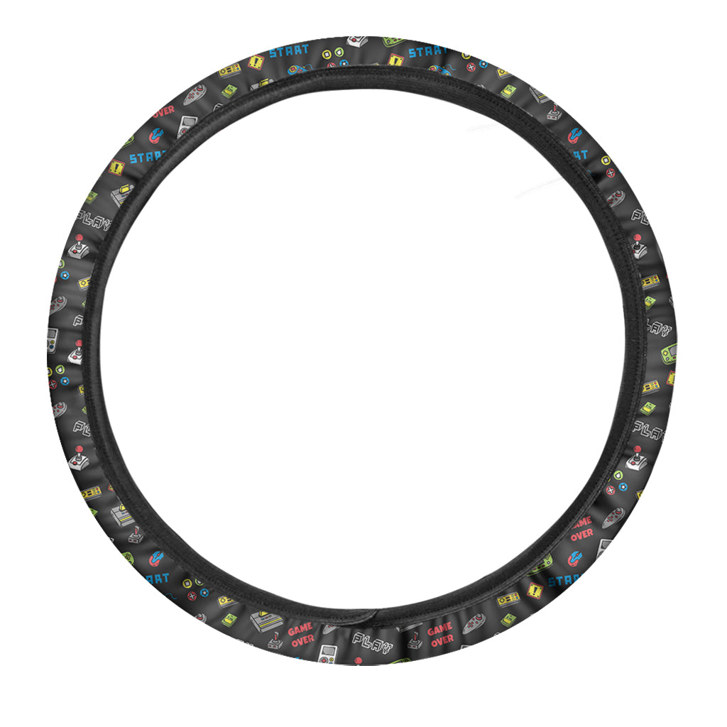 Video Game Gadgets Pattern Print Car Steering Wheel Cover