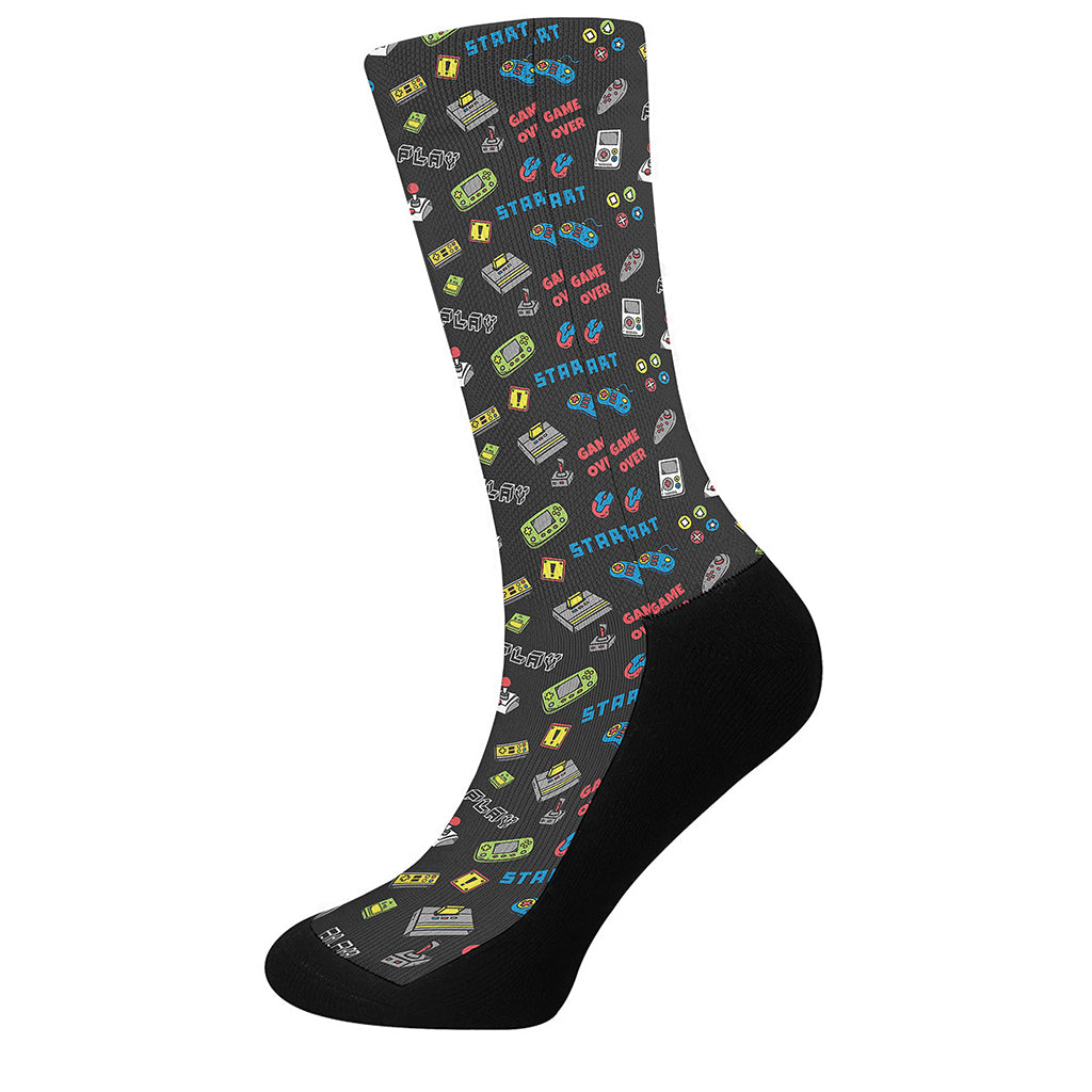 Video Game Gadgets Pattern Print Crew Socks
