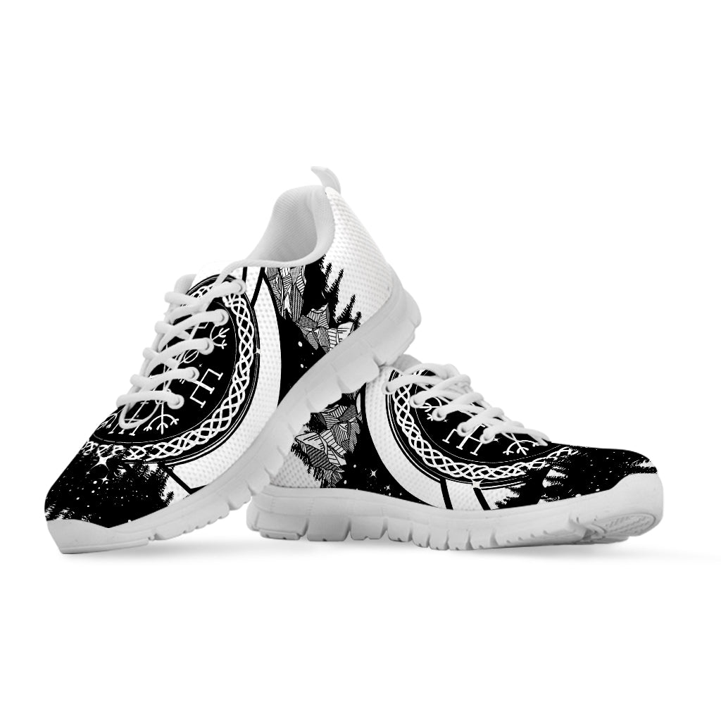 Viking Celtic Trinity Knot Print White Sneakers