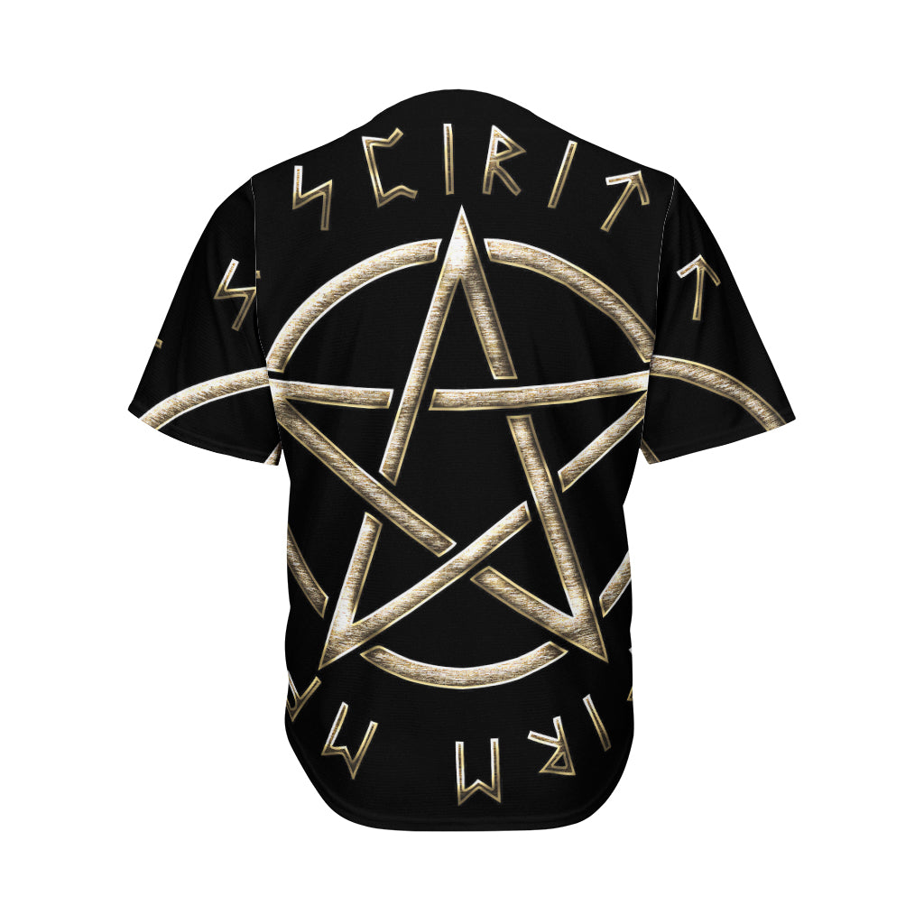Viking Nordic Runes Pentagram Print Men's Baseball Jersey