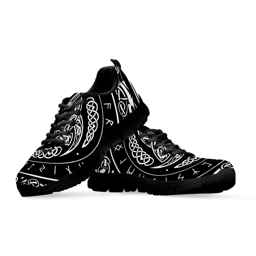 Viking Triple Horn Of Odin Print Black Sneakers