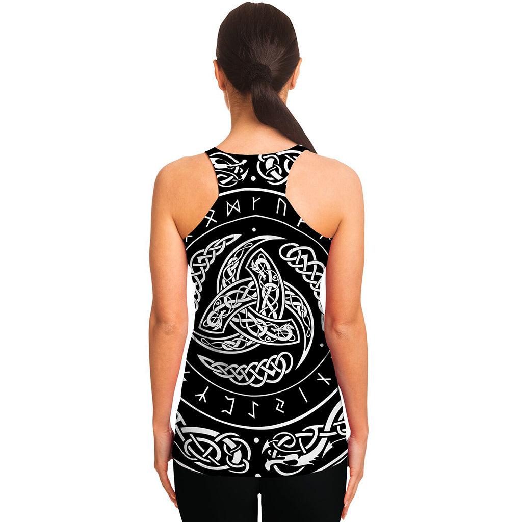 Viking Triple Horn Of Odin Print Women's Racerback Tank Top