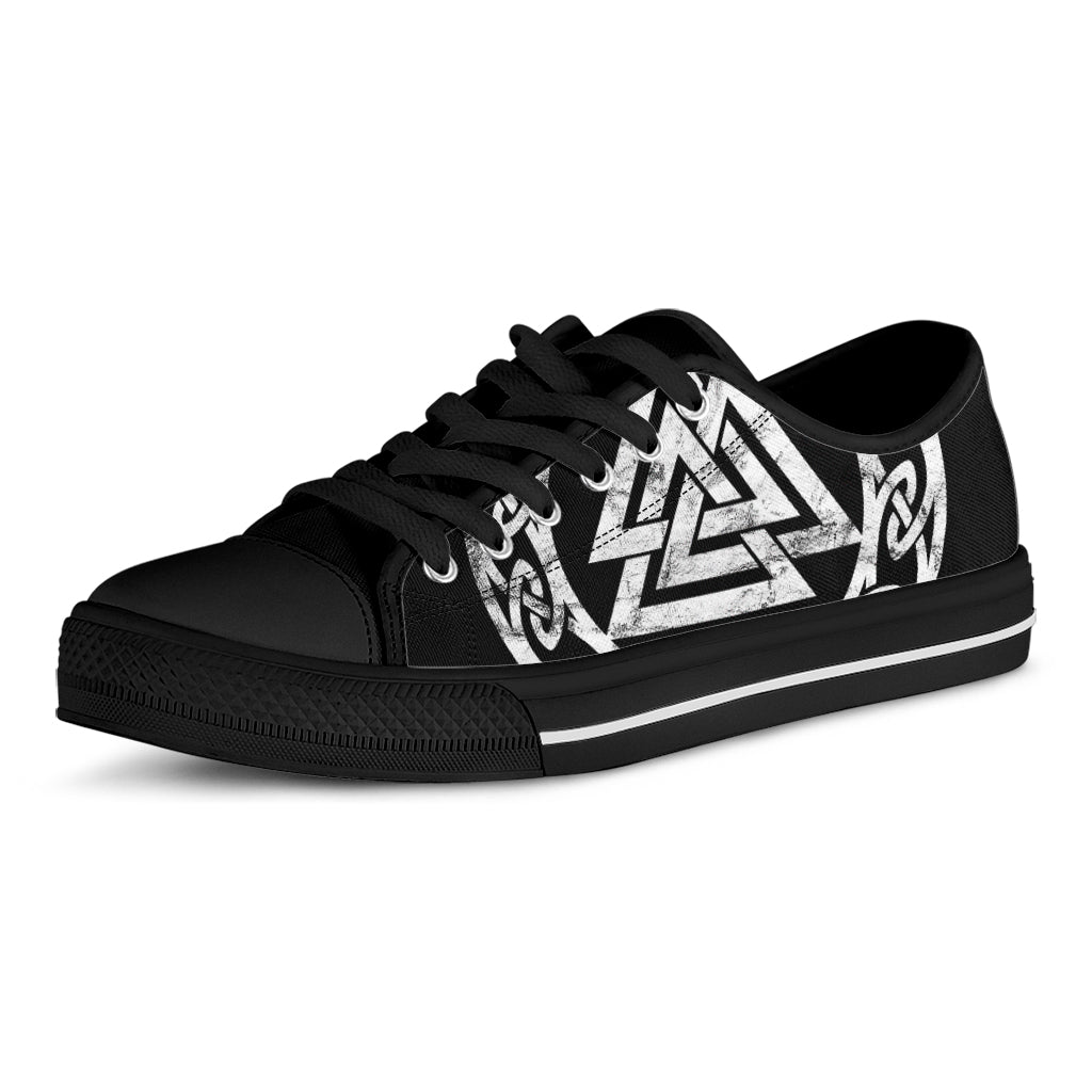 Viking Valhalla Symbol Print Black Low Top Shoes