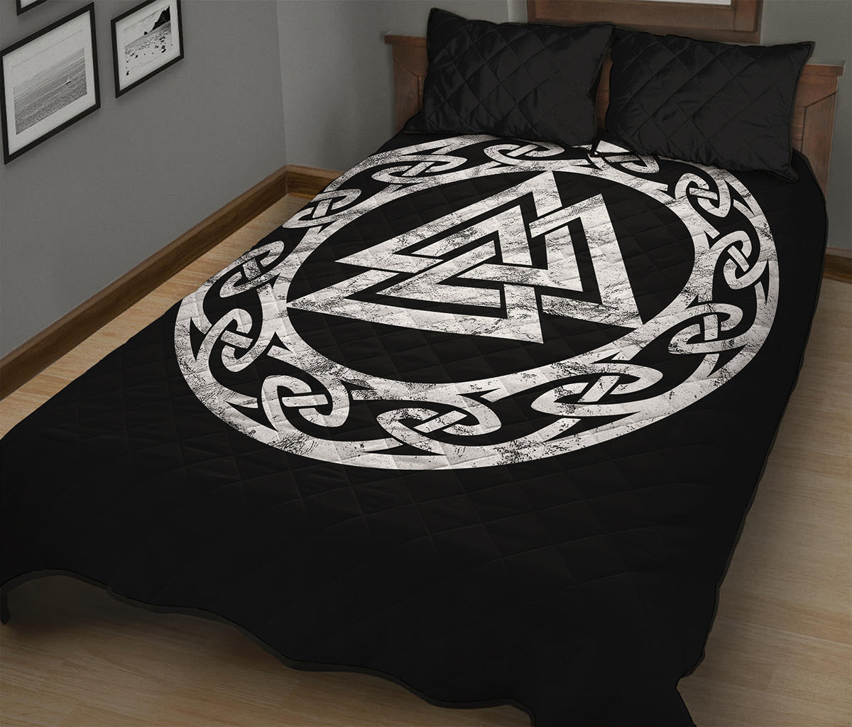 Viking Valhalla Symbol Print Quilt Bed Set
