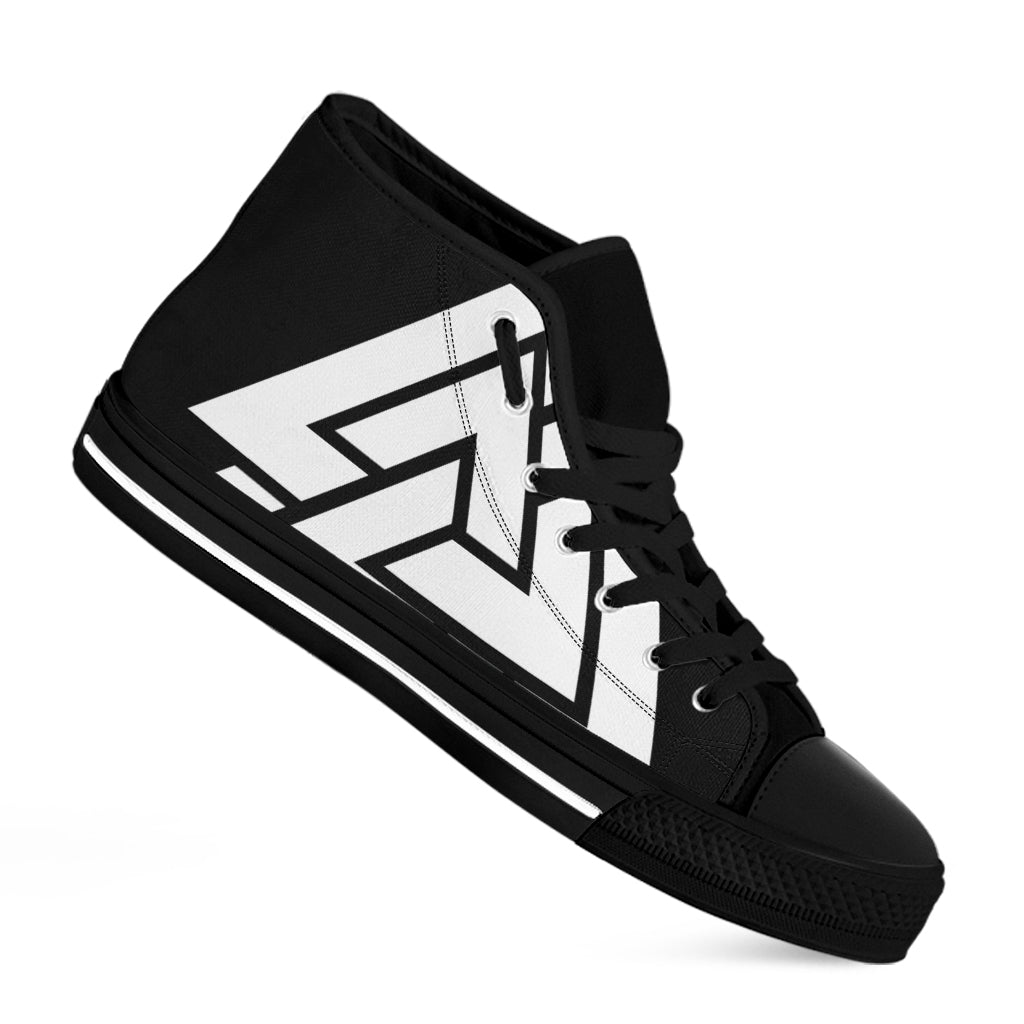 Viking Valknut Symbol Print Black High Top Shoes