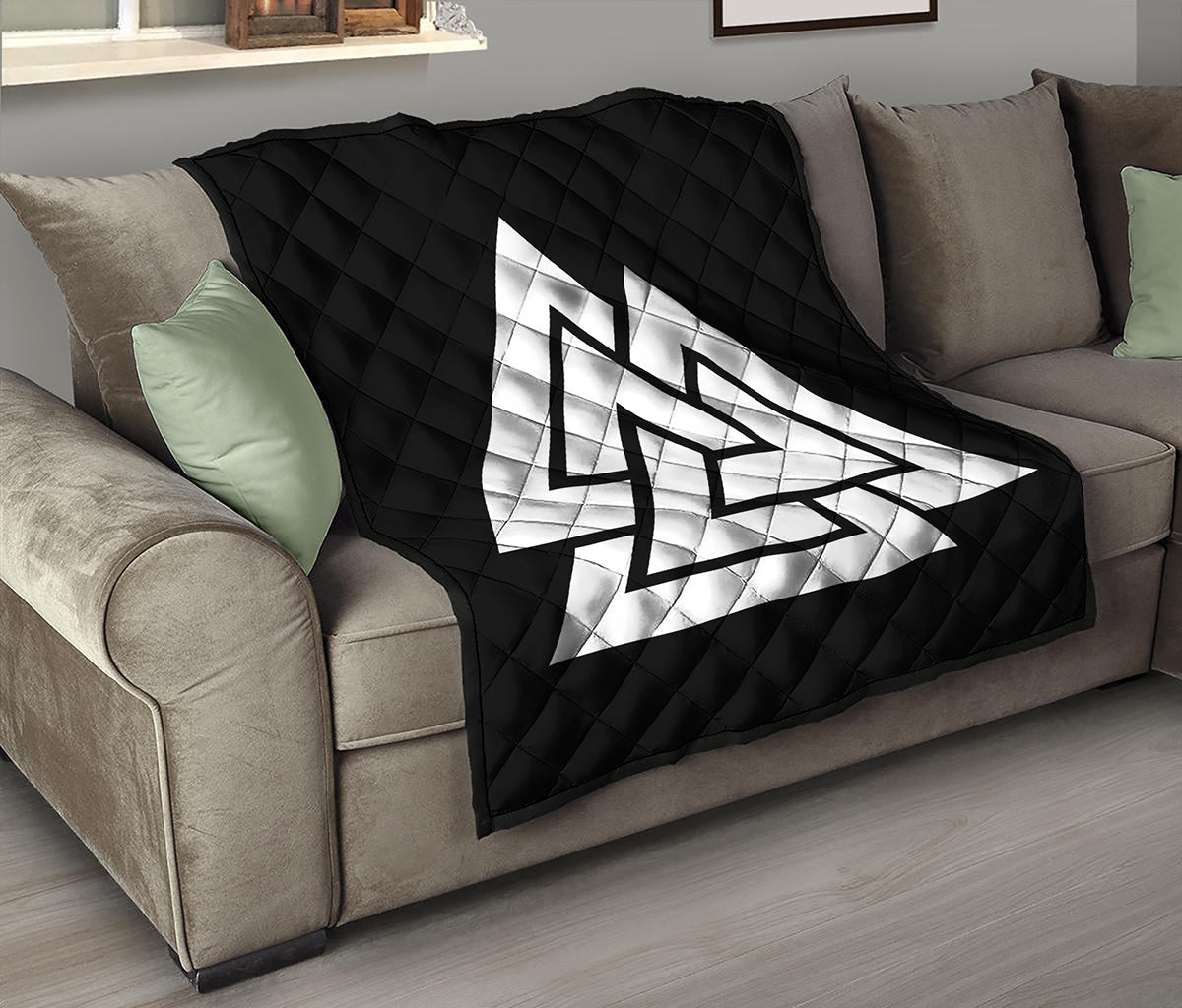 Viking Valknut Symbol Print Quilt
