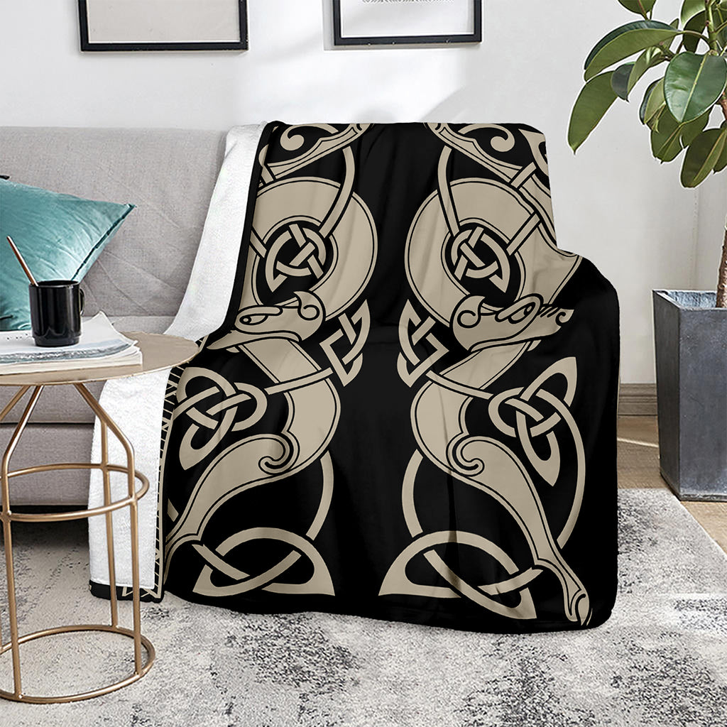 Viking Wolves Symbol Print Blanket