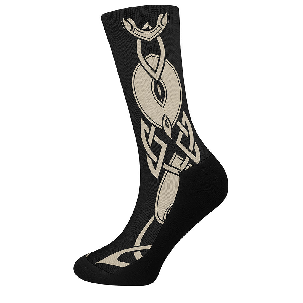 Viking Wolves Symbol Print Crew Socks